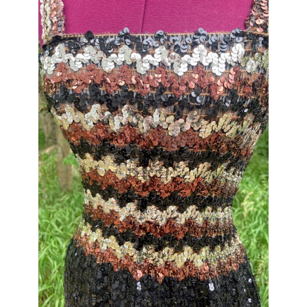 Vintage 1960s Knit Sequin Wiggle Evening Dress MOD - Picture 6 of 16